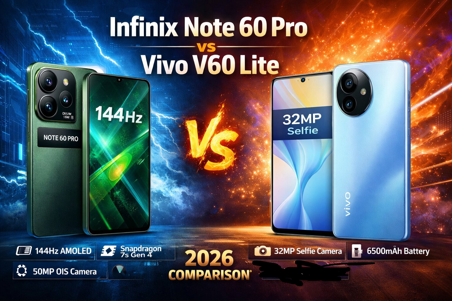 Infinix Note 60 Pro vs Vivo V60 Lite 5G– Full Detailed Specs Comparison (2026)