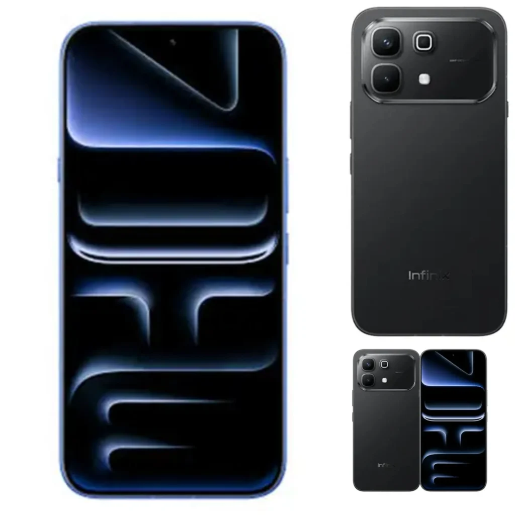 Infinix Note 60 smartphone back design with dual camera module and glossy finish in gold color"