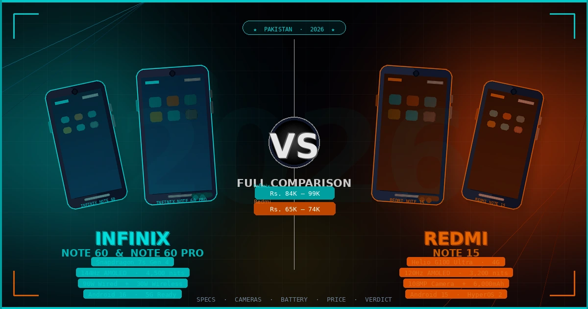Infinix Note 60 & 60 Pro  vs Redmi Note 15: The Mid-Range Battle Pakistan Actually Cares About